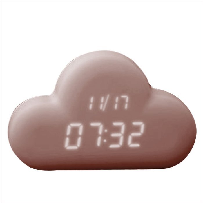 Generic Digital Clock in Cloud Shape Dark Brown