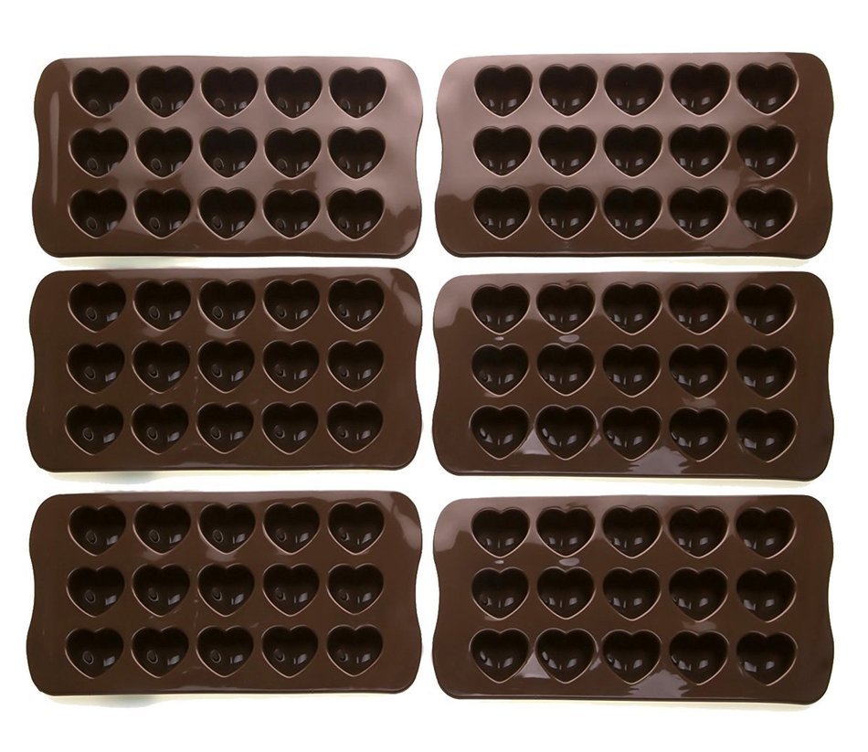 Bekith Heart Shaped Silicone Mold for Chocolate, Jelly and Candy - 15-piece Per Mold (Set of 6) N2