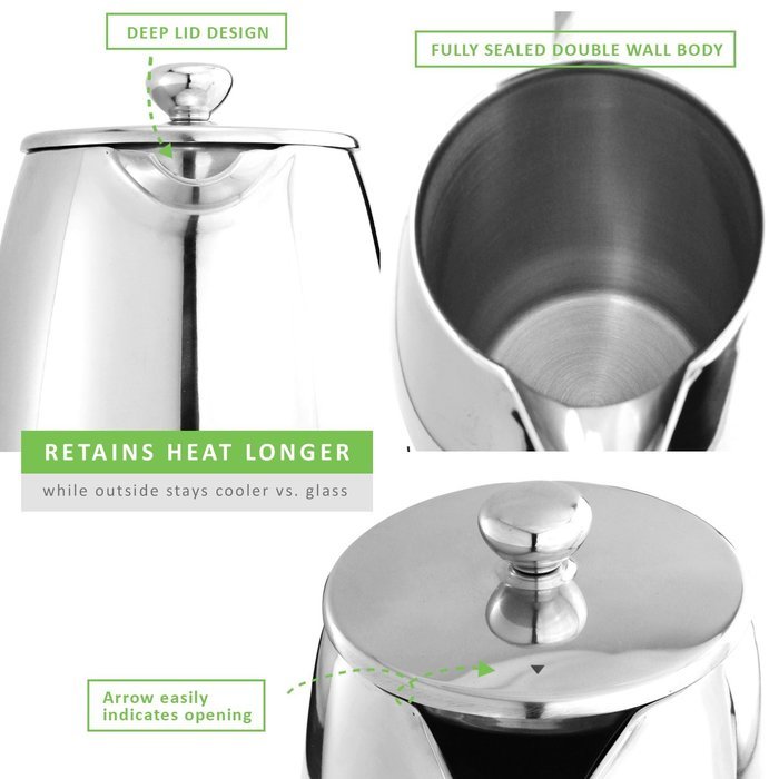 LINKYO French Coffee Press - Stainless Steel Coffee Maker 34oz, 1L N8
