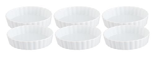 HIC Porcelain Round Quiche Dish 4- by 1-inch Set of 6