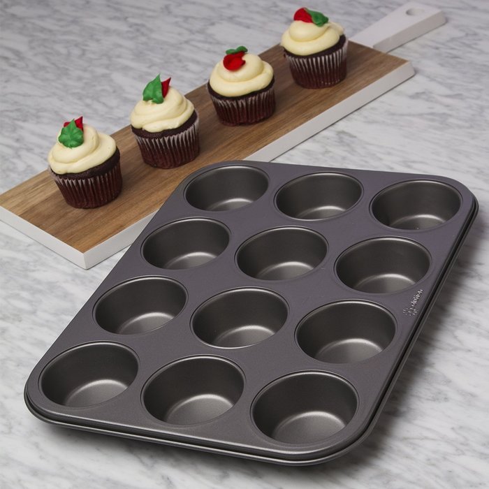 Ecolution Bakeins 12 Cup Muffin and Cupcake Pan &ndash; PFOA, BPA, and PTFE Free Non-Stick Coating &ndash; Heavy Duty Carbon... N16