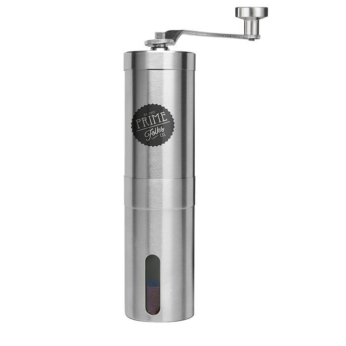 Manual Stainless Steel Coffee Grinder ~ Ceramic Grinding Plates ~ Compatible with Aeropress for Compact Travelling N6
