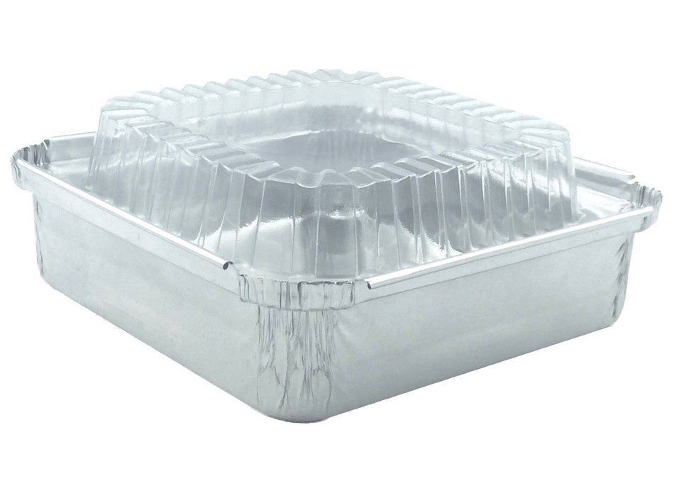 4 1/2" x 4 1/2" Square Aluminum Foil Mini Baking And Food Cake Pan Disposable Pans With Lids 20 Sets N2