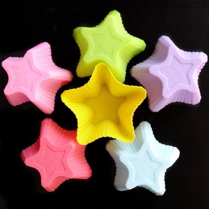 Qianle Silicone Cake Molds Baking Cups Mold Reusable Star Shape Mold N2