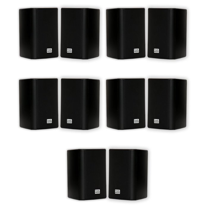 Acoustic Audio AA351B Indoor Outdoor 2 Way Black Speakers 2500 Watt 5 Pair Pack AA351B-5Pr