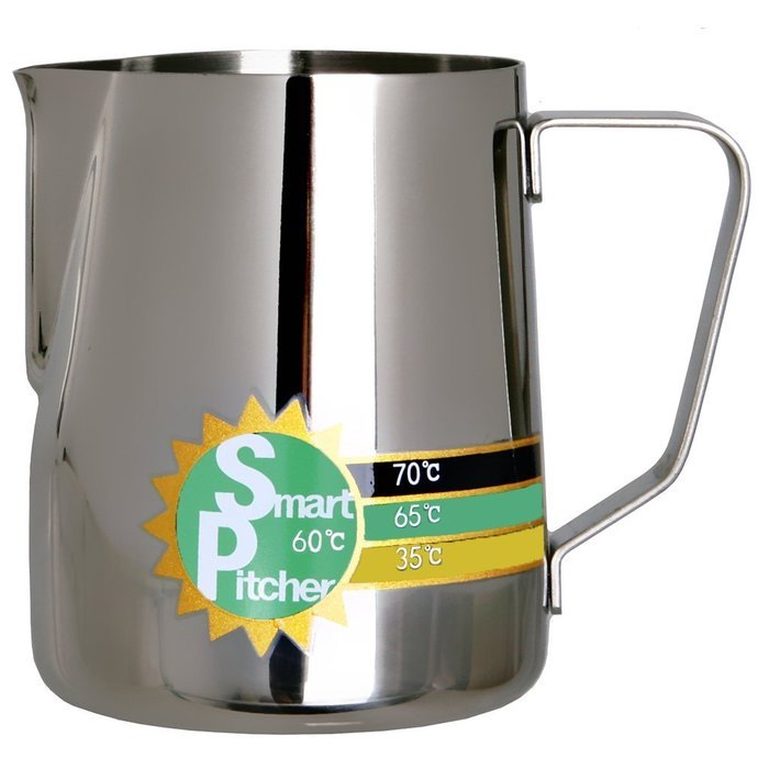 SMART PITCHER Espresso Coffee Milk Frothing Pitcher With Built-In Thermometer, Stainless Steel (20 oz) N4