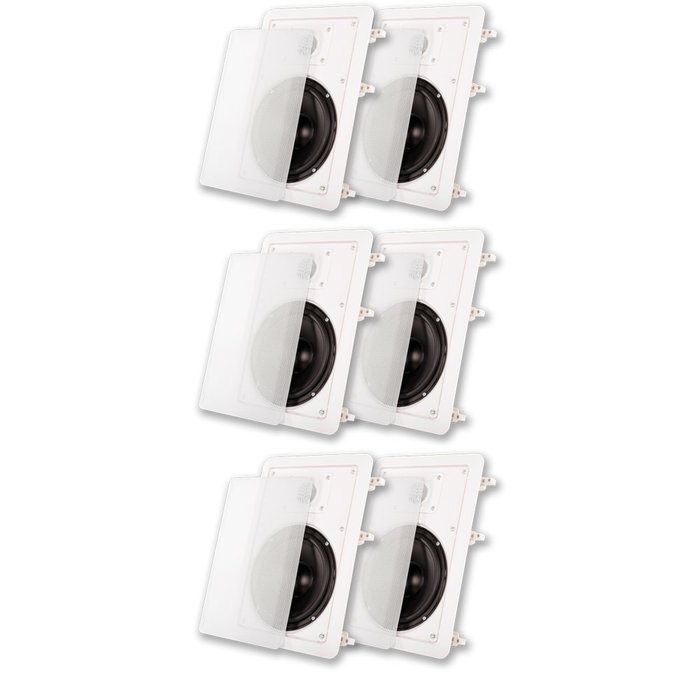 Acoustic Audio MT6 In Wall 6.5" Speaker 3 Pair Pack 2 Way Home Theater 1500 Watt MT6-3PR
