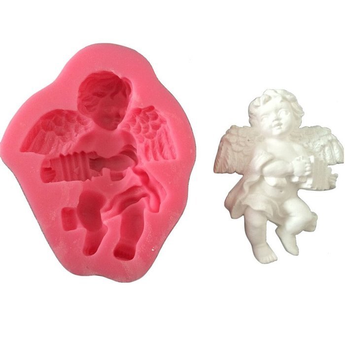 FLY Accordion Angel 3D Silicone Fondant Cake Mold For Cake Decorating Baking Mould,Pink N4