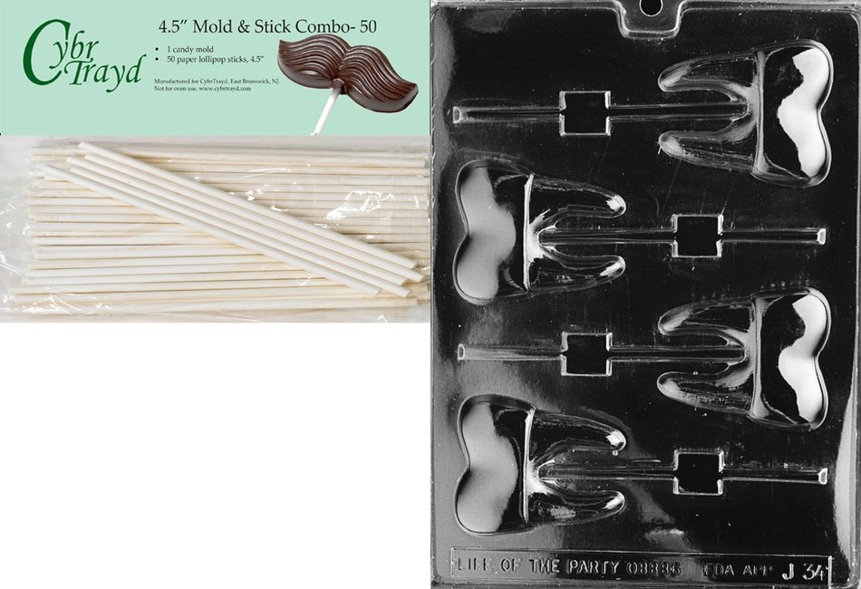 Cybrtrayd J034 Tooth Lolly Chocolate Candy Mold with Exclusive Cybrtrayd Copyrighted Chocolate Molding Instructions N4