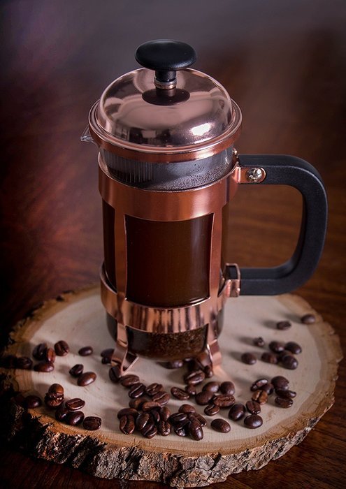 Gourmet Single Serve Shiny Copper French Press Coffee Brewer N5