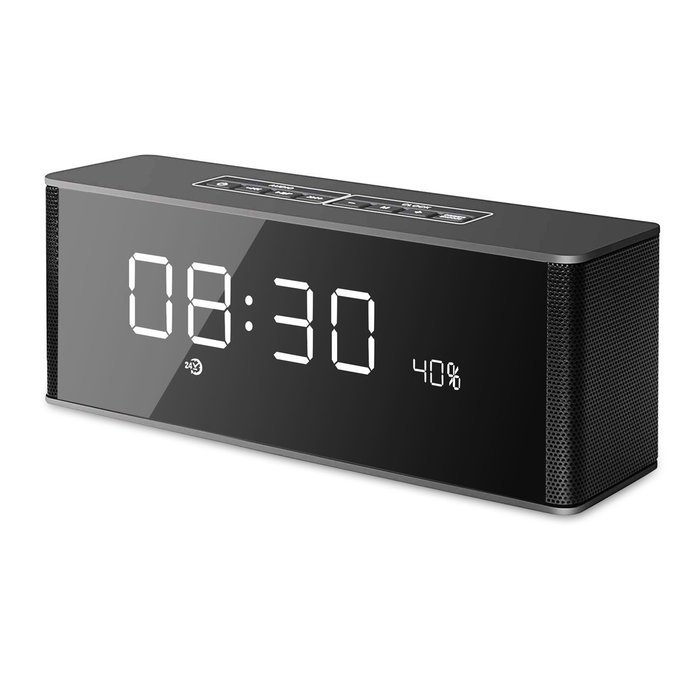 YIGER Portable Wireless Bluetooth Speaker with LED Display, Alarm Clock, Hands-free Answer Calls, USB Charging... N4
