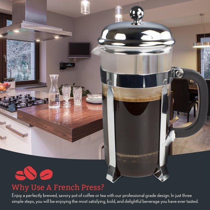Simple Chef Stainless Steel French Press &ndash; Best Coffee Pot Press & Tea Maker w/ Heat Resistant Shatterproof Glass... N3