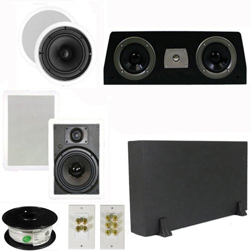 Theater Solutions 5.1 Home Theater 6.5" Speakers Set with Center, 8" Powered Sub and More TS65CWC51SET1