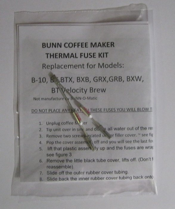 Fix Bunn B10 GRX BXB BTX BT Coffee Maker Repair NO HOT WATER Replacement Part