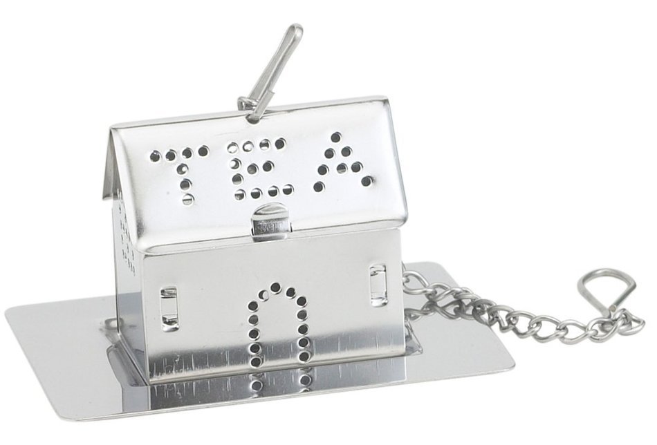 HIC Loose Leaf Tea Infuser with Caddy, House, 18/8 Stainless Steel, 1.5-Inch by 1.25-Inch N3
