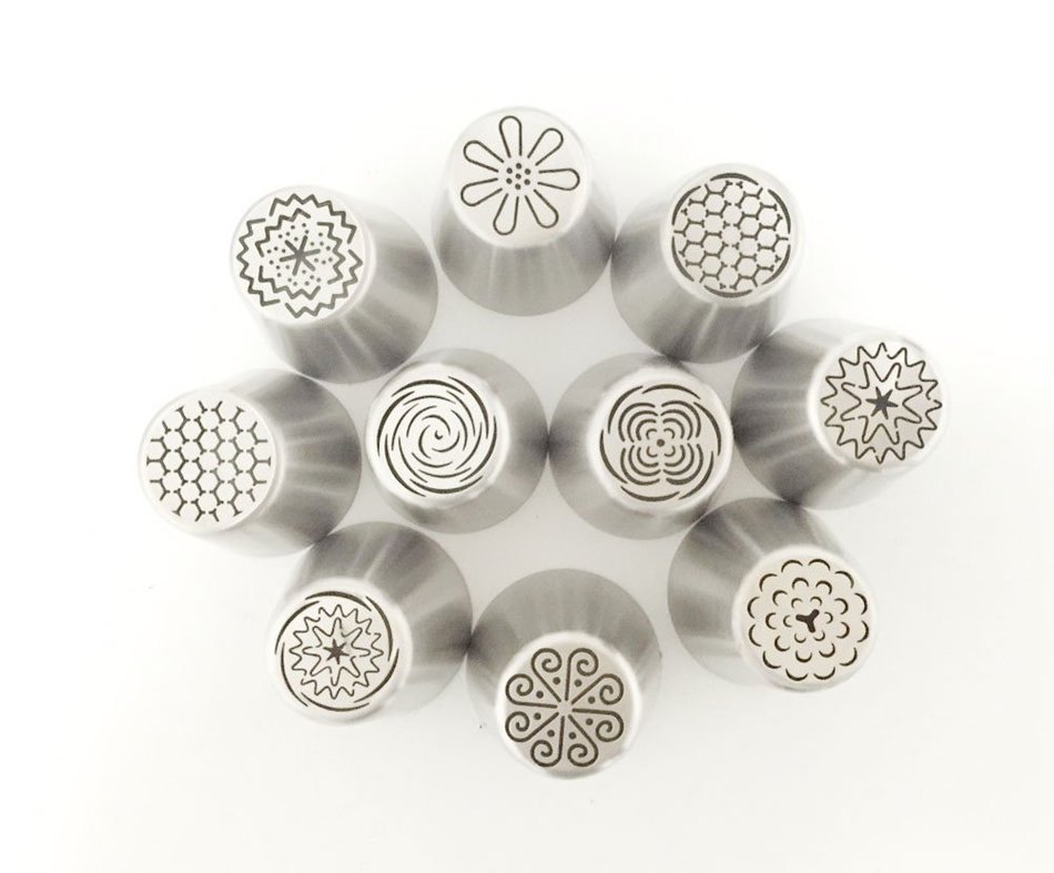 9Snail 10 pcs/set Russian Stainless Steel Icing Piping Nozzles Tips Pastry Cake Decoration Tools for the Kitchen... N3