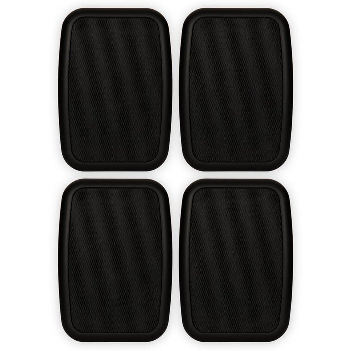 Theater Solutions 2 Pairs of New Indoor or Outdoor Weatherproof HD Mountable Black Speakers 2TS525ODB