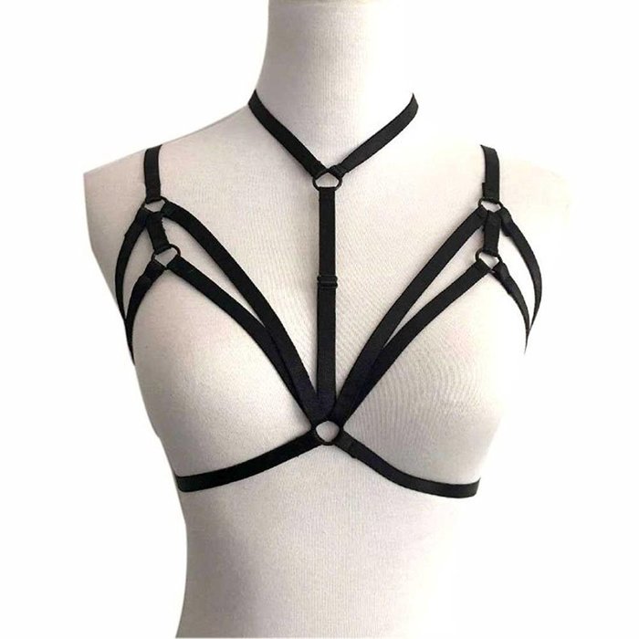 Underwear, PHOTNO Alluring Women Harness Bra Elastic Cage Bra Strappy Hollow Out Bra Bustier N9