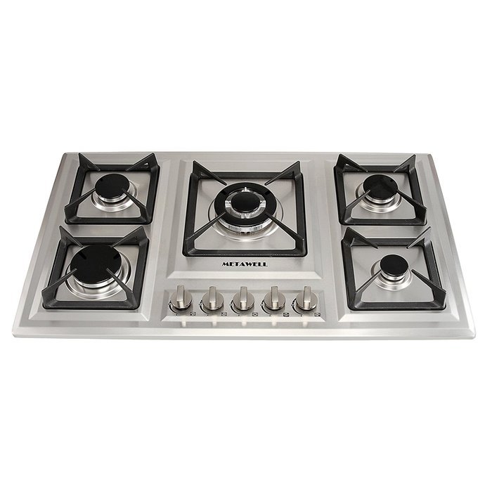 METAWELL 34" Stainless Steel 5 Burner Built-in Stoves NG Gas Hob Cooktops Cooker N6