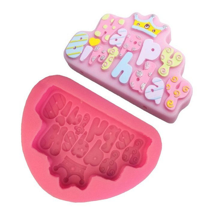 Beauty Clubs Happy Birthday Alphabet Silicone Mold for Cake Pop Mold Chocolate Mold Fondant Tool (2#) N2