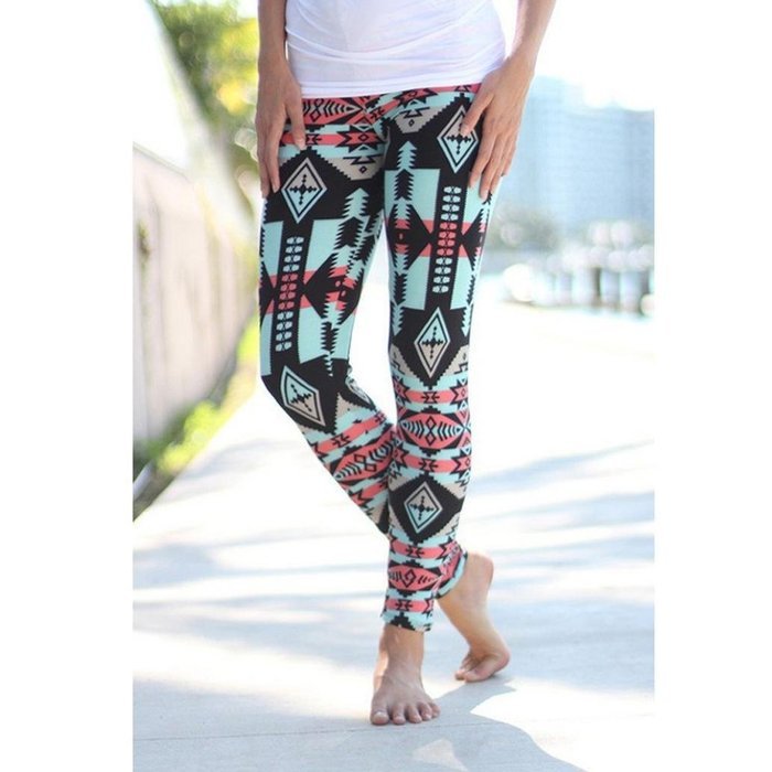 PHOTNO Women Leggings Print Stretchy Casual Skinny Leggings Pants N5
