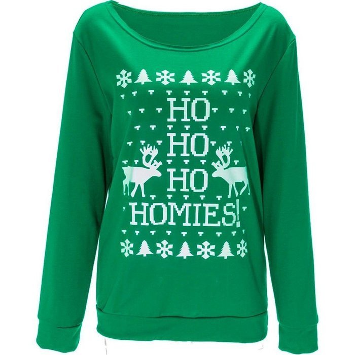 Xmas Pullover Shirt,Morecome Womens Christmas Printing Off Shoulder Sweatshirt (XL, Green) N26