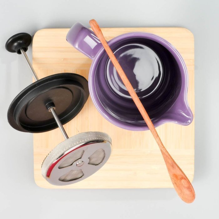 Ceramic French Press Coffee Press + Bonus Wooden Spoon (Carrot, 32 oz) N33