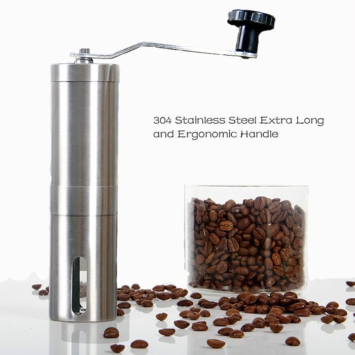Polkar Premium Manual Coffee Grinder With Adjustable Conical Ceramic Burrs -Stainless Steel Body and Hand Crank... N5