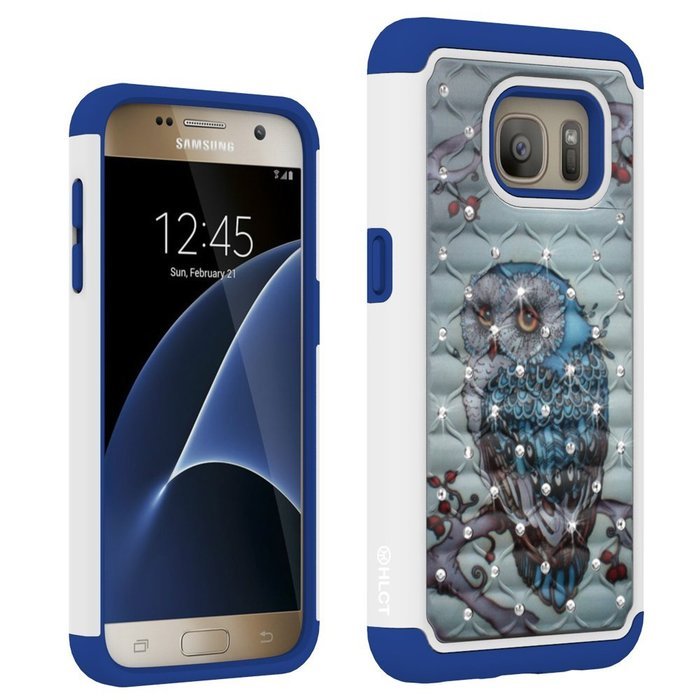 Galaxy S7 Case, HLCT Rugged Shock Proof Dual-Layer Case for Samsung Galaxy S7 (2016) (Owl Blue) N19