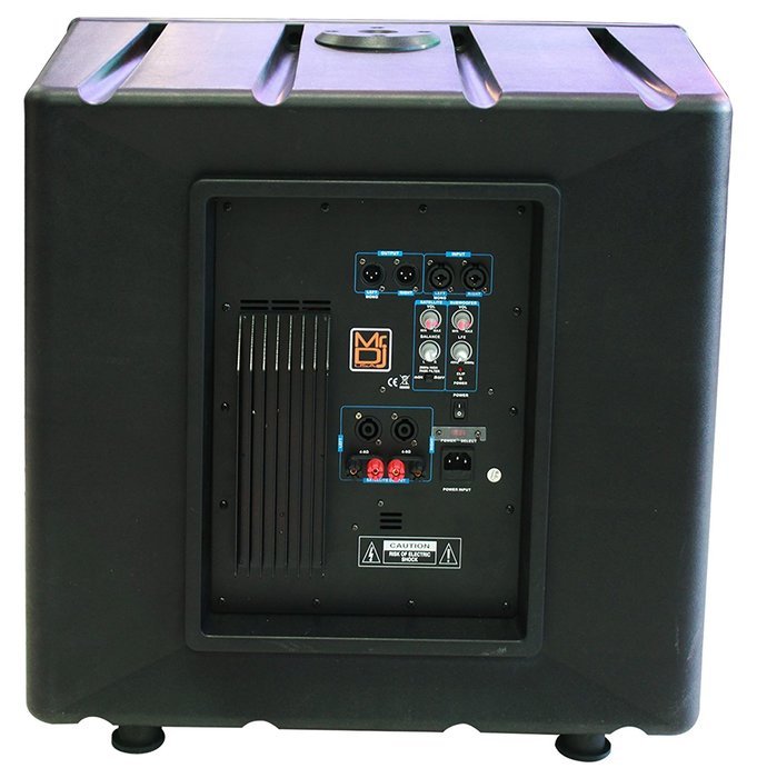 Mr. Dj PRO-SUB15AMP 15-Inch 5400W Maximum Peak Power Self-Powered Subwoofer with Crossover N3