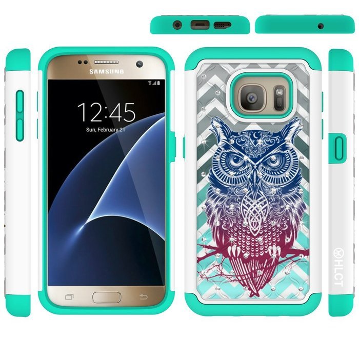 Galaxy S7 Case, HLCT Rugged Shock Proof Dual-Layer Case for Samsung Galaxy S7 (2016) (Owl Blue) N23