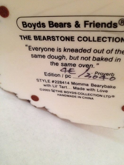 Boyds Bears Momma Bearybake with Lil' Tart #228414 N3