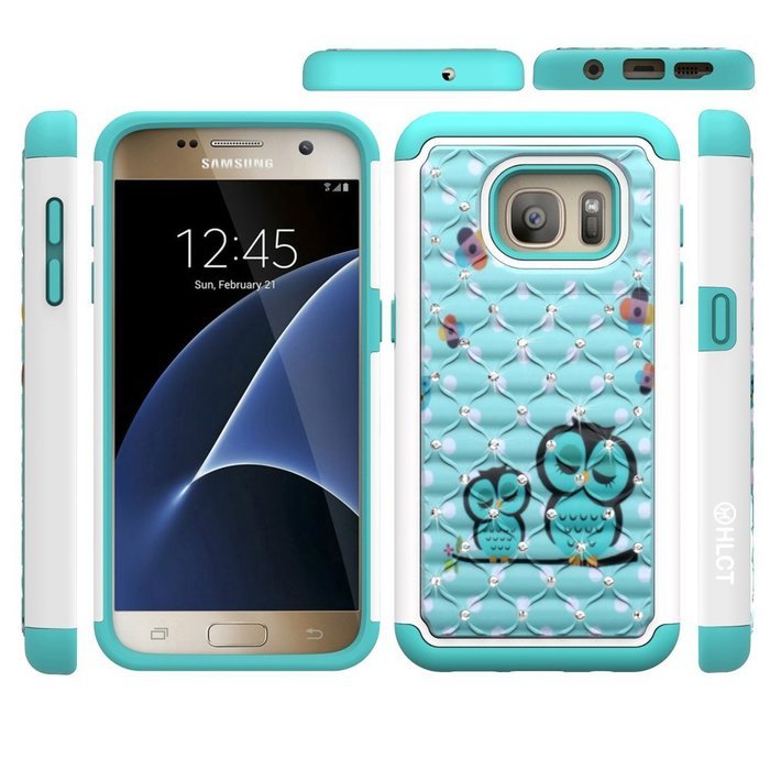 Galaxy S7 Case, HLCT Rugged Shock Proof Dual-Layer Case for Samsung Galaxy S7 (2016) (Owl Blue) N26