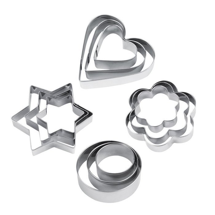 Affe 12pcs Stainless Steel Cookie Biscuit DIY Mold Star Heart Cutter Baking Mould N2
