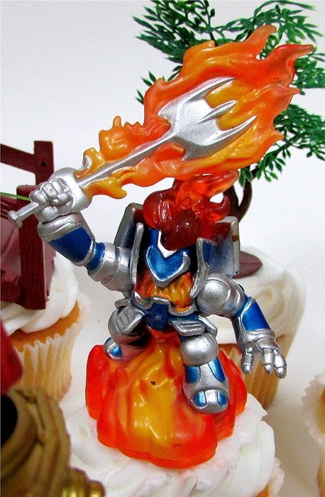SKYLANDERS 12 Piece CUPCAKE Topper Set Featuring 6 Random Skylanders Figures and Decorative Themed Accessories...