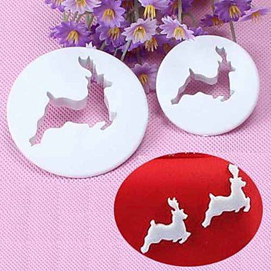 Sher 2Pcs Christmas EIK Fondant Cake Cookie Cutter Decorating Tool Craft Cupcake Decorating Tool N4