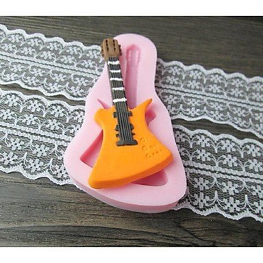 Sher Guitar Fondant Cake Chocolate Resin Clay Candy Silicone Mold,L10.6mW5.3cmH0.9cm N2