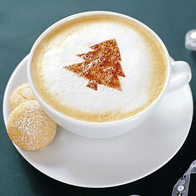 Sher (Pattern is random)16PCS/Set New Creative Plastic Garland Mold Thick Coffee Foam Template Cappuccino Barista