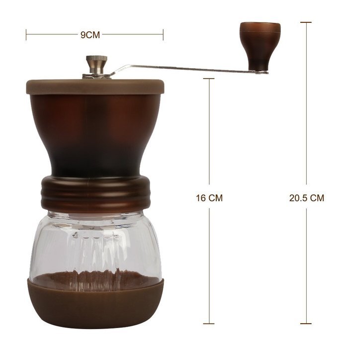 RC Mini Hand-Crank Coffee Bean Grinder Manual Coffee Grinding Mill 120g With Brush & Lid - Brown N2