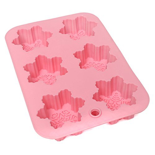 Anyana 6 Cavity Silicone Snowflake Soap Mold Snow Chocolate Soap Fondant Mould Baking Molds N5