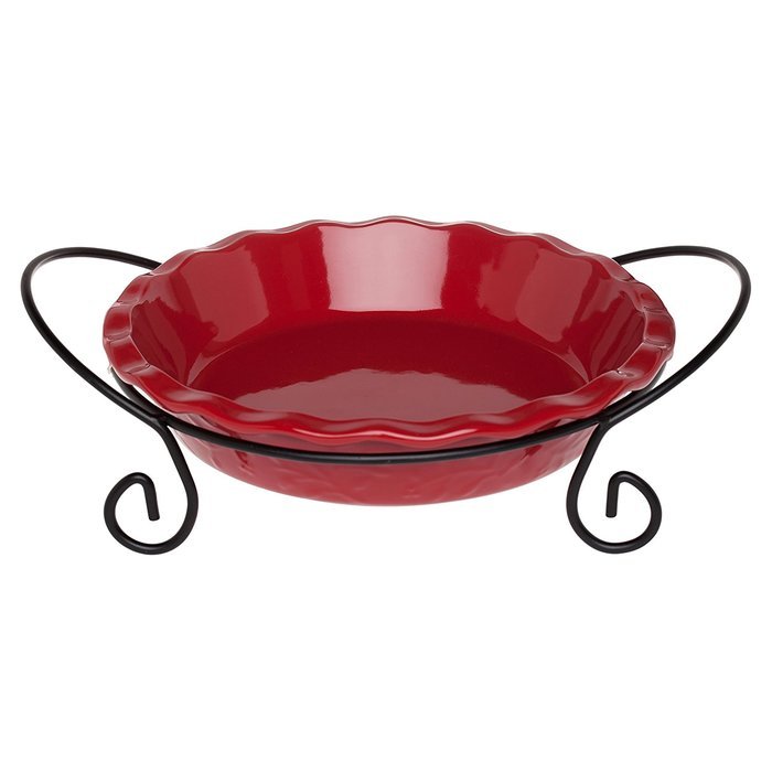 Signature Chelsea 10" Pie Plate with Caddy - Ruby