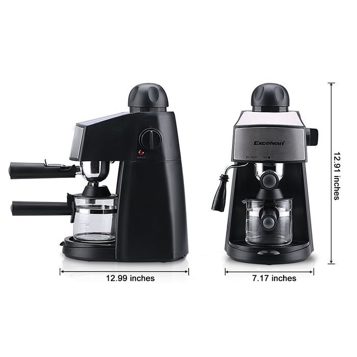 Excelvan CM6811 Steam Espresso and Cappuccino Coffeemaker (4-Cup, 800W 3.5bar)