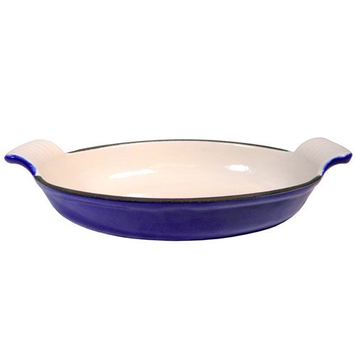 Fancy Cook Blue Enamel Cast Iron Oval Roasting Dish 10 1/4"