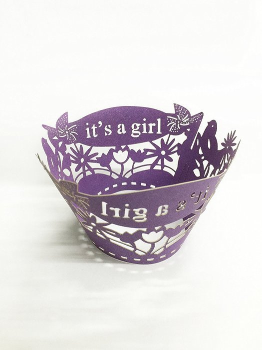 HUAL Cupcake Wrappers 50 Filigree Artistic Bake Cake Paper Cups it's a girl Lace Laser Cut Liner Baking Cup Muffin... N7
