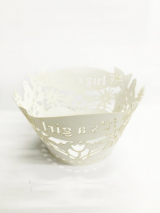 HUAL Cupcake Wrappers 50 Filigree Artistic Bake Cake Paper Cups it's a girl Lace Laser Cut Liner Baking Cup Muffin... N9