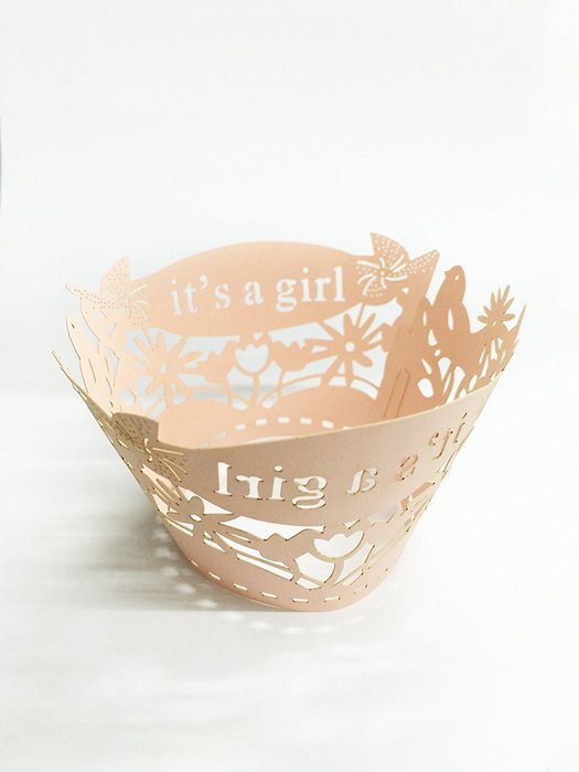 HUAL Cupcake Wrappers 50 Filigree Artistic Bake Cake Paper Cups it's a girl Lace Laser Cut Liner Baking Cup Muffin... N11