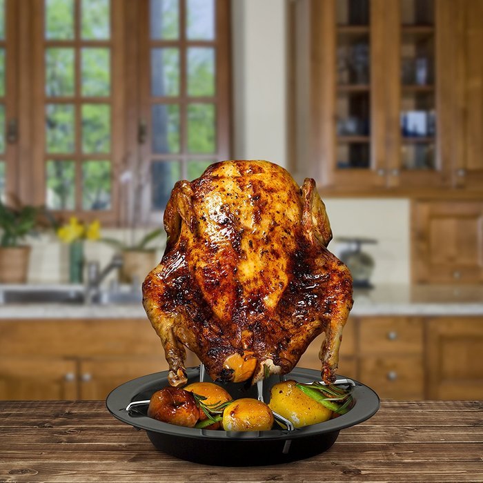 HIC Nonstick Vertical Chicken Roaster with Drip Pan, 8-inch N5