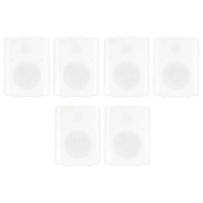 Theater Solutions TS425ODW Indoor or Outdoor Speakers Weatherproof Mountable White 3 Pair Pack