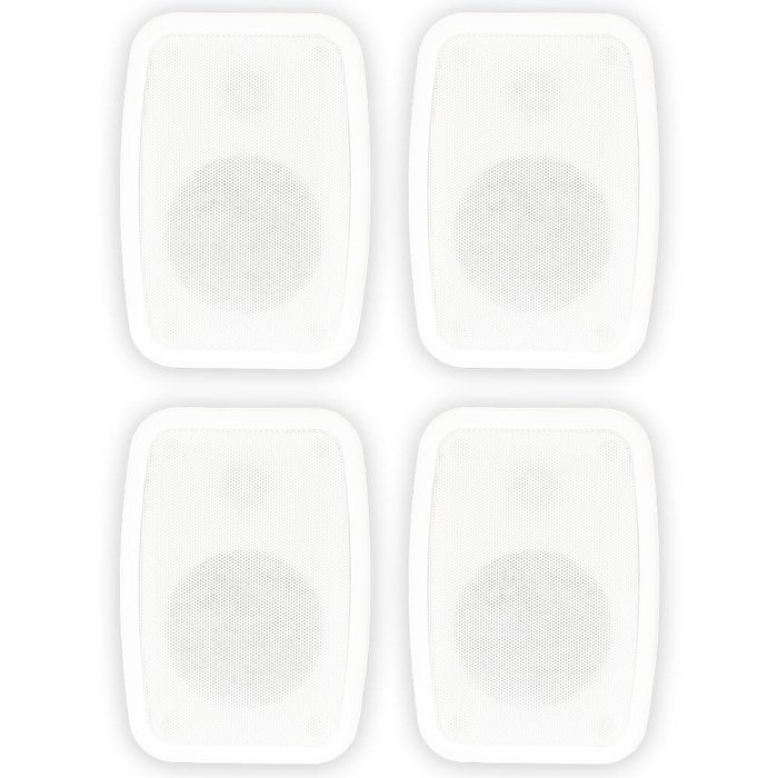 Theater Solutions TS4ODW Indoor or Outdoor Speakers Weatherproof Mountable White 2 Pair Pack