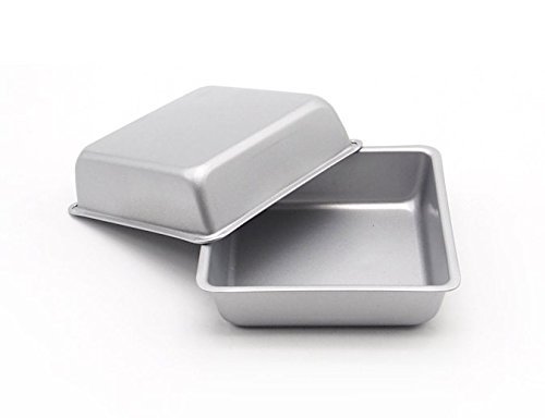Astra Gourmet Mini 4-Inch Non-Stick Square Cake Pan, Set of 4(Silver) N4